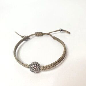 Stella & Dot Women's Braided Twine Bracelet Rhinestone Ball Charm
